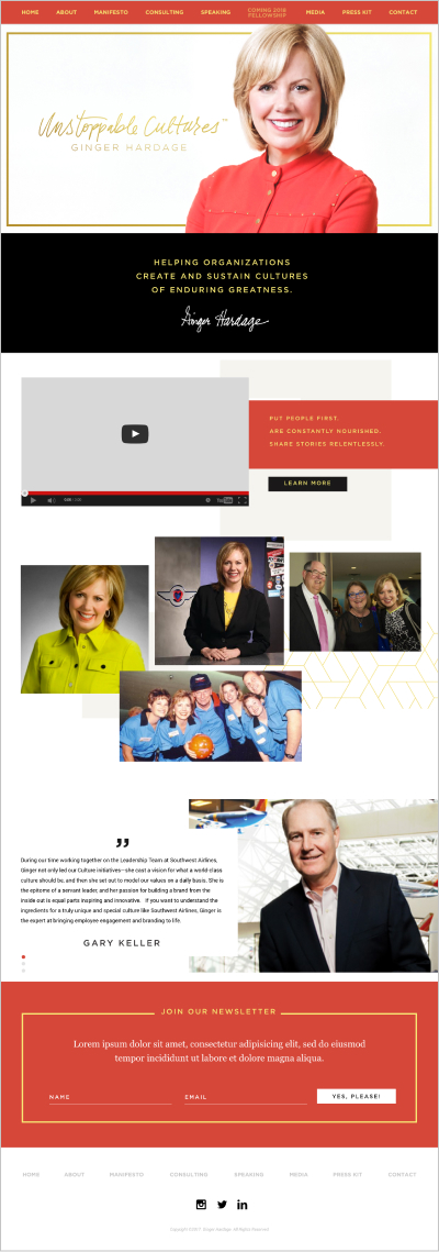Screenshot of Ginger Hardage's Website