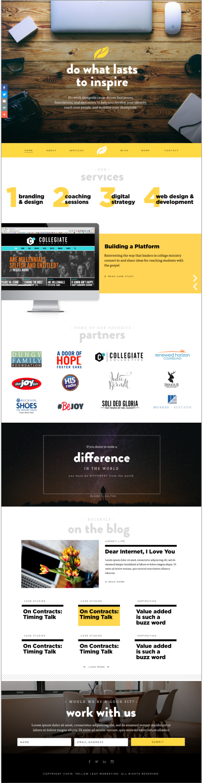 Screenshot of Yellow Leaf Marketing's Website